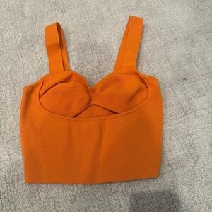 Orange Ribbed Crop Top